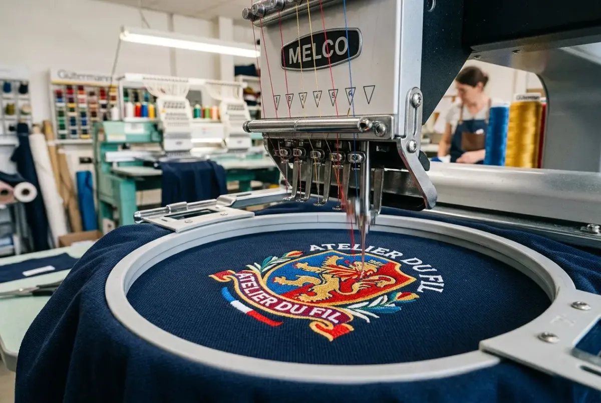 Broderie industrielle multi-têtes en atelier CBL