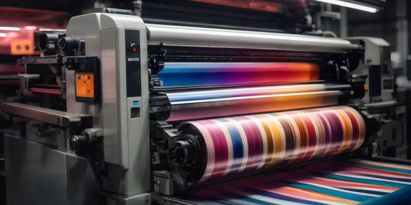 Détail d'une ligne de sublimation grand format en production